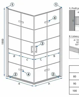 Sprchovacie kúty REA/S - Sprchovací kút Moliere dvere / dvere 90x90 BLACK MOLDD090090B