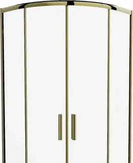 Vane MEXEN/S - Rio sprchovací kút štvrťkruh 80 x 80, transparent, zlato + vanička Rio vrátane výpuste 863-080-080-50-00-4710