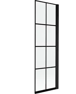 Sprchové dvere MEXEN - MIST vaňová zástena 60x150 cm 6mm 1-s, čierna, dekor, pravá 8A9-060-001-70-77-P