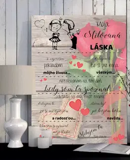 Tabuľky s venovaním (darčeky) Darček pre ženu - Personalizované vyznanie lásky na tabuľke