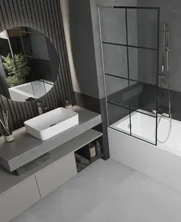 Sprchové dvere MEXEN/S - Next L vaňová zástena FIX 80 x 150, čierna vzor, nikel kartáčovaná 895-080-000-03-77-97