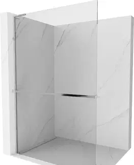 Sprchové dvere MEXEN/S - Kioto+ L Sprchová zástena WALK-IN s poličkou a držiakom uterákov 55 x 200, transparent, chróm 800-055-123-01-00
