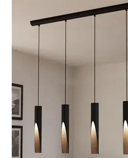 Svietidlá Eglo 901733 - LED Luster na lanku BARBOTTO 4xGU10/4,5W/230V 3000K čierna/hnedá 901733