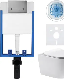 Záchody CERANO - Kompletný podomietkový WC set Lite/Felci - biela lesklá - WC tlačidlo Slim, tmavo šedá - na zamurovanie - 52,5x36 CER-351617