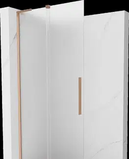 Sprchové dvere MEXEN/S - Velar L Sprchová zástena posuvná Walk-in 120 x 200, dekor 8 mm, meď kartáčovaná 871-120-003-33-65