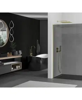 Sprchové dvere MEXEN/S - Kioto L Sprchová zástena WALK-IN 110 x 200, grafit, zlatá kartáčovaná 800-110-103-55-40