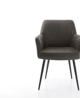 Jedálenské stoličky DELIFE Jedálenská stolička Xana-Flex s opierkami mikrovlákno antracit vintage 4-nohá zúžená čierna vrecková pružina