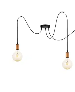 Svietidlá  Luster na lanku MIROS 3xE27/60W/230V pavúk čierna/medená 0072