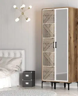 Šatňové skrine Šatníková skriňa Kumsal PR - Walnut, White
