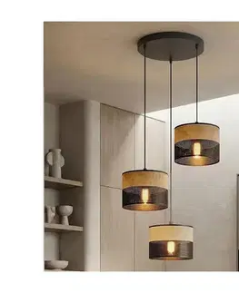 Svietidlá EMIBIG Luster na lanku KARBON 3xE27/15W/230V čierna/hnedá 1653/3PREM