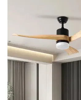 LED osvetlenie ZE - LED Stropný látor NATURITO LED/18W/230V Wi-Fi Tuya čierny/dub + diaľkové ovládanie ZEV011