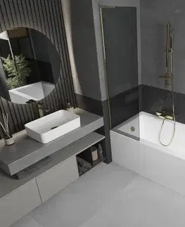 Sprchové dvere MEXEN/S - Next L vaňová zástena FIX 50 x 150, grafit, zlatá 895-050-000-03-40-50