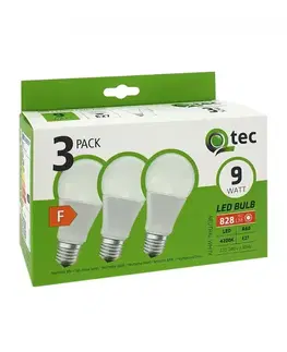 Žiarovky E27 Žiarovka LED QTEC 9W A60 E27 4200K 3PACK