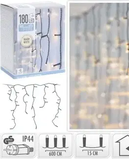Vianočné osvetlenie Kinekus Svetlo vianočné cencúle 180 LED teplé biele, 6 m, s funkciami, vonkajšie/vnútorné