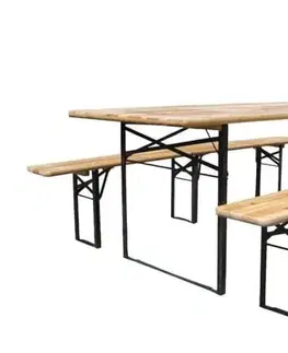Záhradné zostavy Kinekus Nábytok set pivný 220cm skladací, HEIDI, úzky stôl 220x50cm + 2x lavica 220x25cm