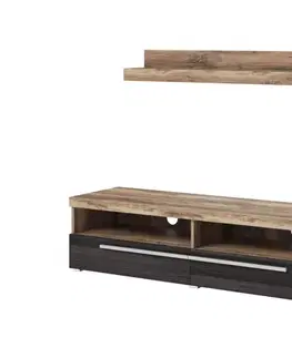 Obývacie steny POUND malá obývacia stena, orech Satin/touchwood