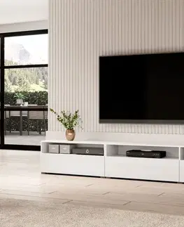 Skrinka pod televízor Barly TV stolík s možnosťou zavesenia-biela/biely lesk