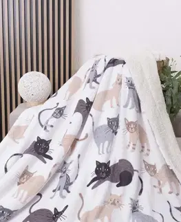 Deky MKLozkoviny.sk Baránková deka mikroplyš 220 × 200 cm – Mačičky
