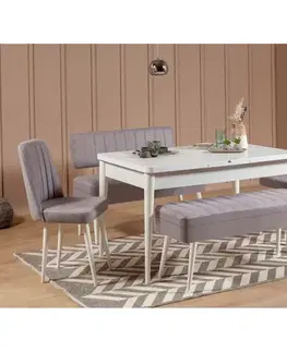 Jedálenské sety Jedálenský set s rozkladacím stolom a stoličkami (5 kusov) Vina 0701 - 4 - White, Grey