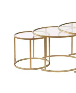 Konferenčné stolíky Súprava konferenčných stolíkov Aurum - 80, 60, 42 - Gold, Transparent