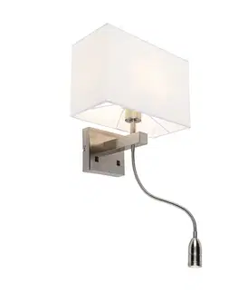 Lampy Inteligentná nástenná lampa oceľ s tienidlom krémovo bielej farby vrátane Wifi P45 - Bergamo
