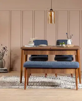 Jedálenské sety Jedálenský set s rozkladacím stolom a stoličkami (4 kusy) Vina 1048 - Dark Blue, Walnut