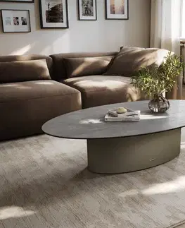 Konferenčné stolíky DELIFE Konferenčný stolík Edge oválny 140×80 cm keramika betónová sivá Casilda titánová farba