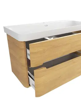 Kúpeľňový nábytok Kúpeľňová skrinka s umývadlom SAT Fusion 97,5x53x45 cm dub medový mat SATFUSION2100DMMW SATFUSION2100DMMW