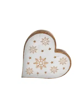 Vianočné dekorácie InDecor Vianočné srdce z mangového dreva White, 25 x 4 x 25 cm