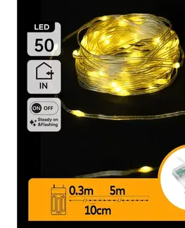 Vianočné dekorácie  B.V.  - LED reťaz 50xLED/3xAA 5,3m teplá biela B10303KP9