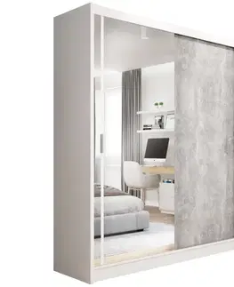 Šatníkové skrine Skriňa Stone 203 biela/betón