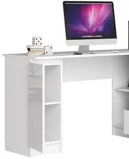 Písacie stoly Moderný písací stôl SCYL155P, biely/biely lesk