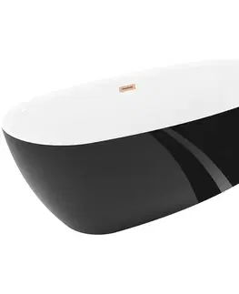 Vane MEXEN/S - Luvo Slim voľne stojaca vaňa 170 x 75, biela/čierna, sifón a prepad meď kartáčovaná 52801707575-65