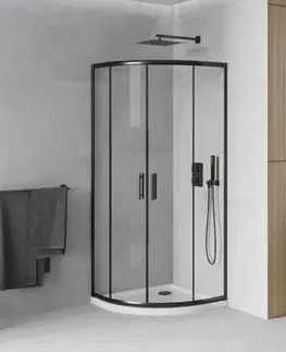 Vane MEXEN/S - Rio Sprchovací kút 80 x 80, transparent, čierny + vanička vrátane sifónu 863-080-080-70-00-4110B