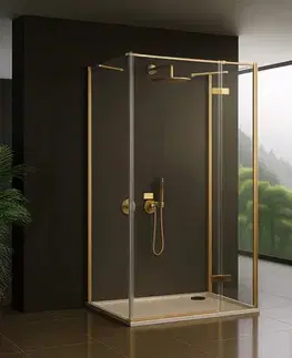 Sprchovacie kúty REA/S - Sprchovací kút Atlas 80x90 Brush Gold vľavo KPL-K4872