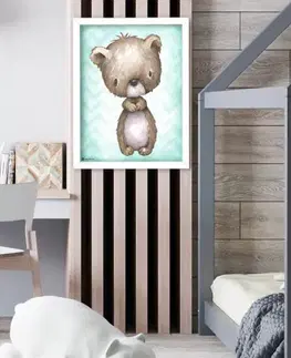Obrazy do detskej izby Obrazy na stenu do detskej izby - Medveď tyrkys