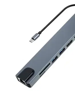 Predlžovacie káble Aligator AHUB001 - USB-C rozbočovač 8 v 1 AHUB001