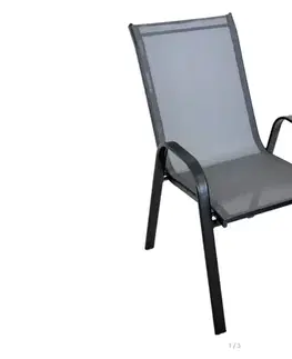 Záhradné stoličky DAMARA kovová záhradná stolička, čierna/sivá