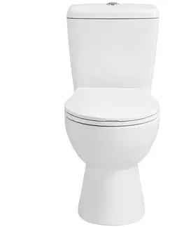 Záchody CERANO - WC kombi Dure, Rimless + PP sedátko - biela lesklá - 73,5x38 CER-667760