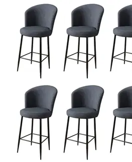Barové stoličky Bar Stool Set (6 Pieces) Fora - Anthracite, Black