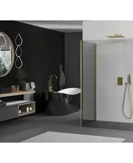 Sprchové dvere MEXEN/S - Kyoto Sprchová zástena WALK-IN 120 x 75 x 40, transparent, zlatá kartáčovaná 800-120-075-221-55-00-040