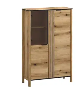 Vitríny KONDELA Helio 2D1W N vitrína dub evoke