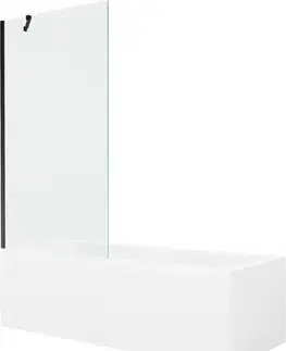 Sprchové dvere MEXEN/S - Cubik obdĺžniková vaňa 170 x 70 cm s panelom + vaňová zástena 90, transparent, čierna 550317070X9509000070
