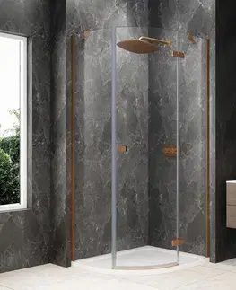 Sprchové dvere POLYSAN - GLOBE COPPER MATT štvrťkruhová sprchová zástena 900x800, číre sklo, pravé GB2980RPG