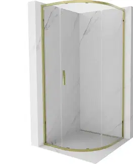 Sprchovacie kúty MEXEN - Exo štvrťkruhový posuvný sprchovací kút 100 x 100, transparent, zlato 8131-100-100-50-00