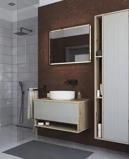 Kúpeľňový nábytok KONDELA Colos 80 kúpeľňová skrinka pod umývadlo dub artisan / kašmír