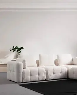 Sedacie súpravy Rohová sedacia súprava / Rohová pohovka Amaris 3 Seater With Pouffe - White