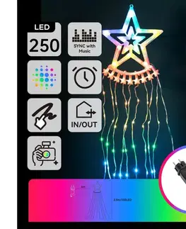Vianočné dekorácie  B.V.  - LED RGBICW Exteriérová vianočná dekorácia 250xLED/230V 2,5m IP44 + diaľkové ovládanie S104033VR