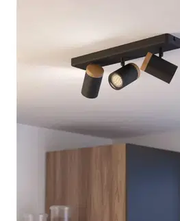 Svietidlá Eglo 300002 - Kúpeľňové bodové svietidlo CONSUMA 3xGU10/3W/230V IP44 čierna/béžová 300002