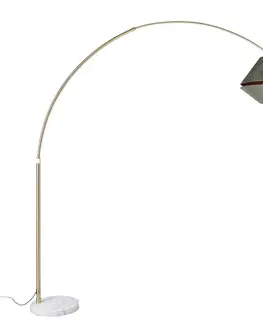 Oblúkové lampy Mosadzná oblúková lampa s bielym a dvojitým zamatovým tienidlom zelená - XXL